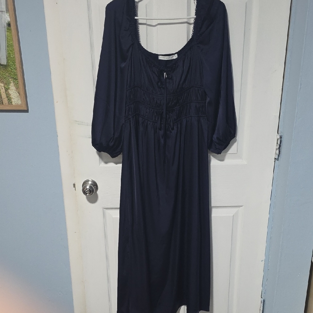 Altar'd State Midi Silky Navy Dress (SIZE LARGE) NWT